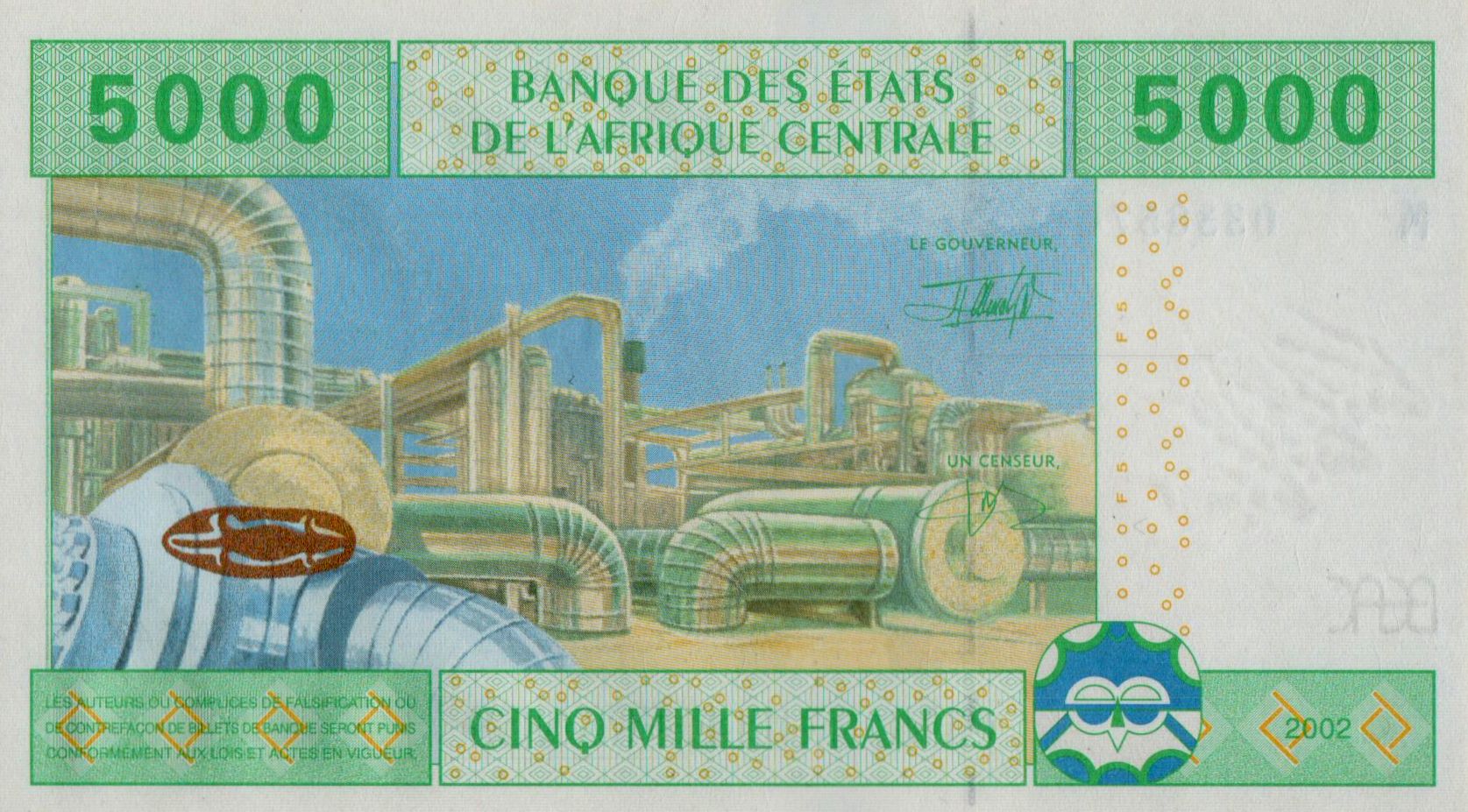 Central African Republic (C.A.S) 5000 2002 UNC P-309M/a